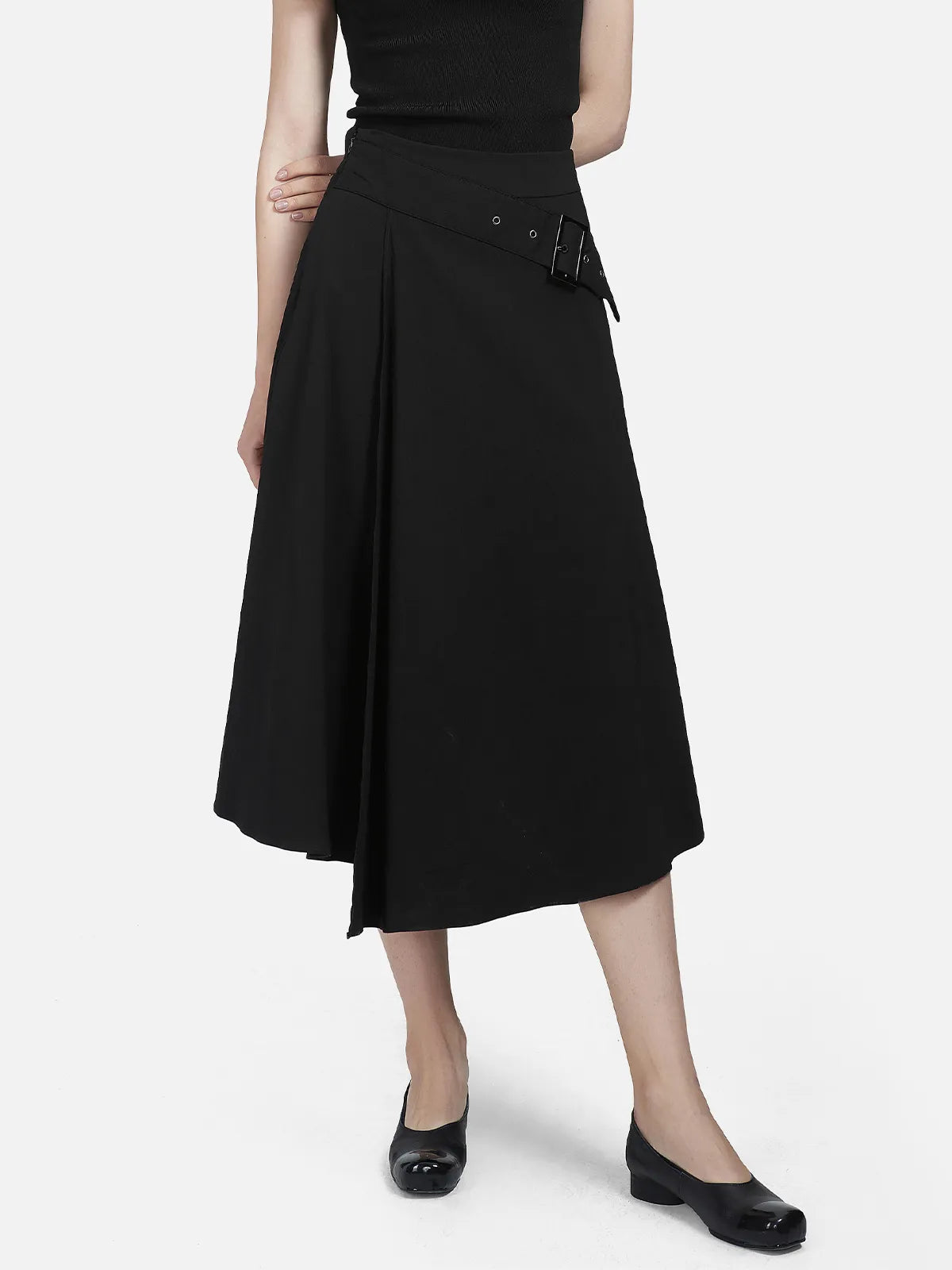 Fashionable patchwork irregular A-line long skirt
