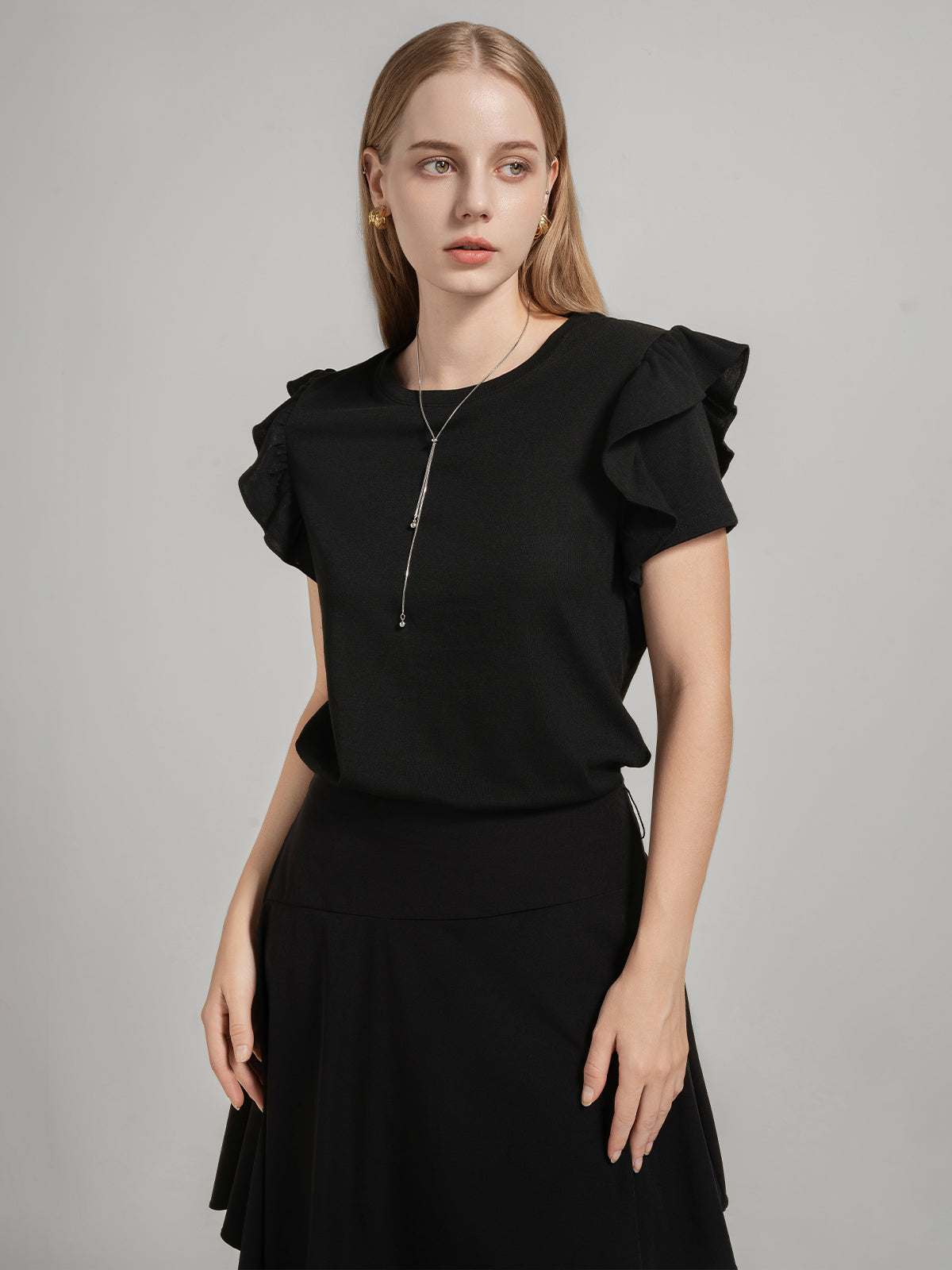 Ruffle Fluttery Sleeve T-Shirt