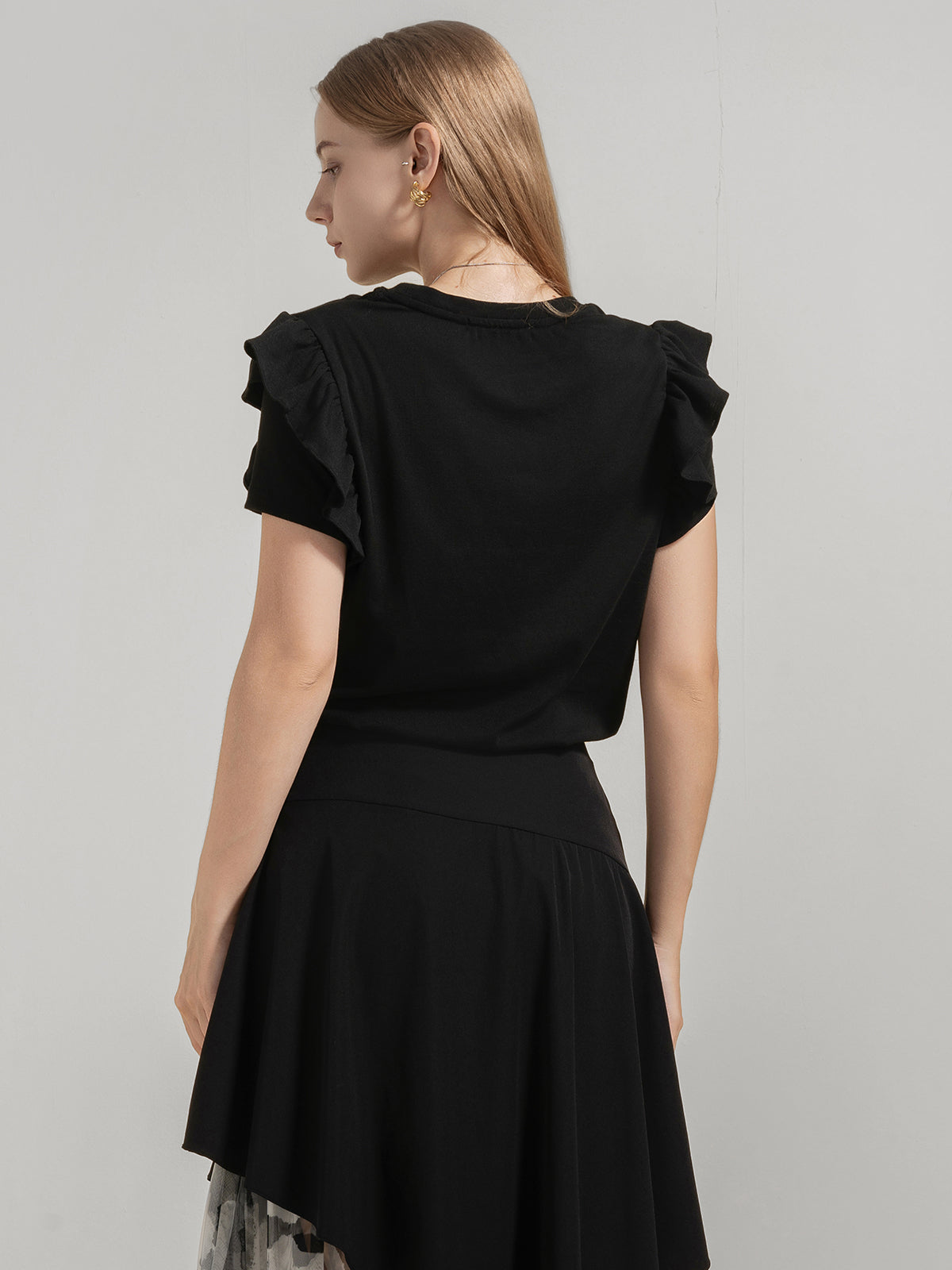 Ruffle Fluttery Sleeve T-Shirt