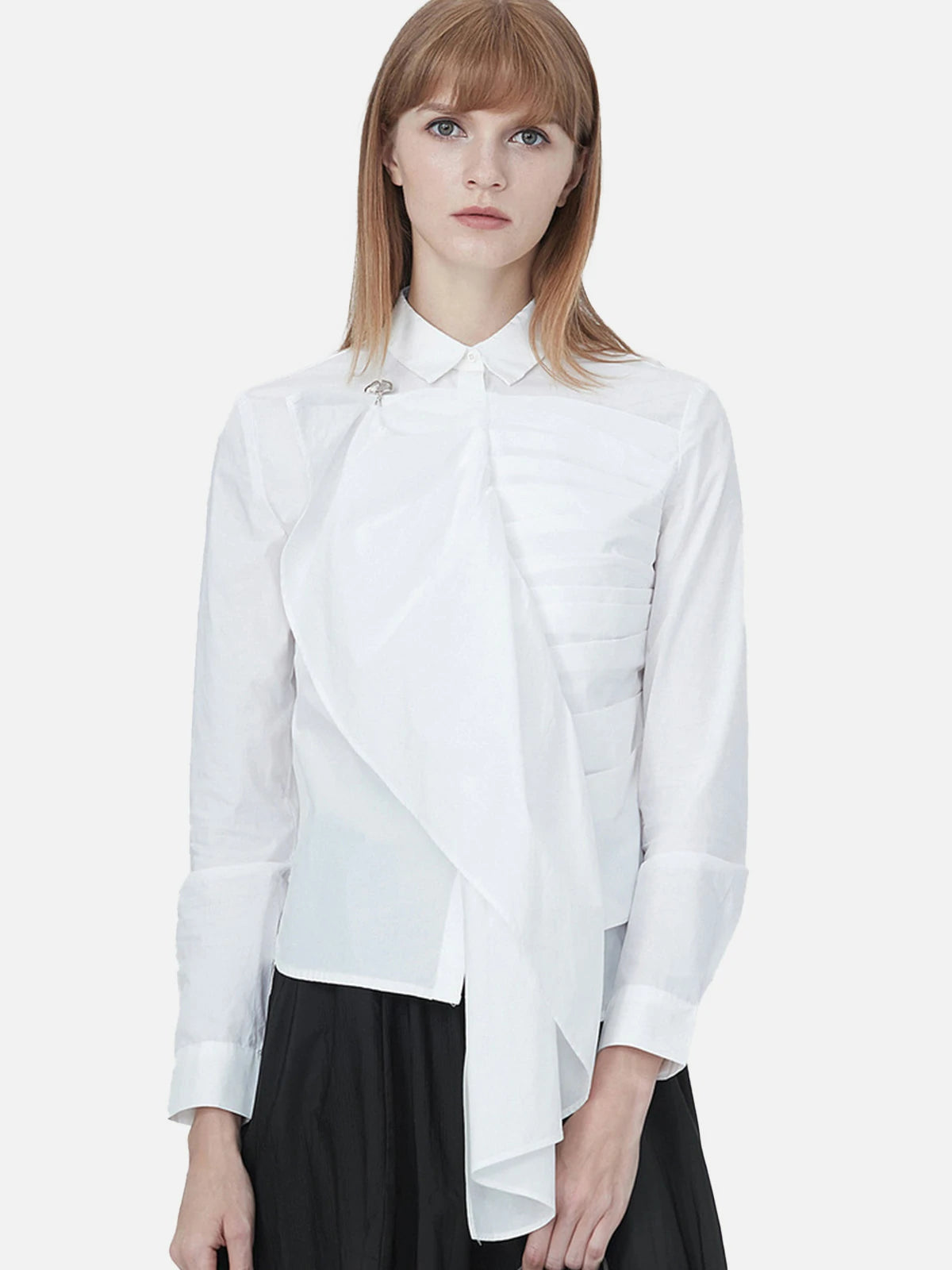 Irregularly Designed Stacked Long-Sleeved Shirt