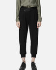 Casual Elasticity Patchwork Black Carrot Pants Cropped Pants