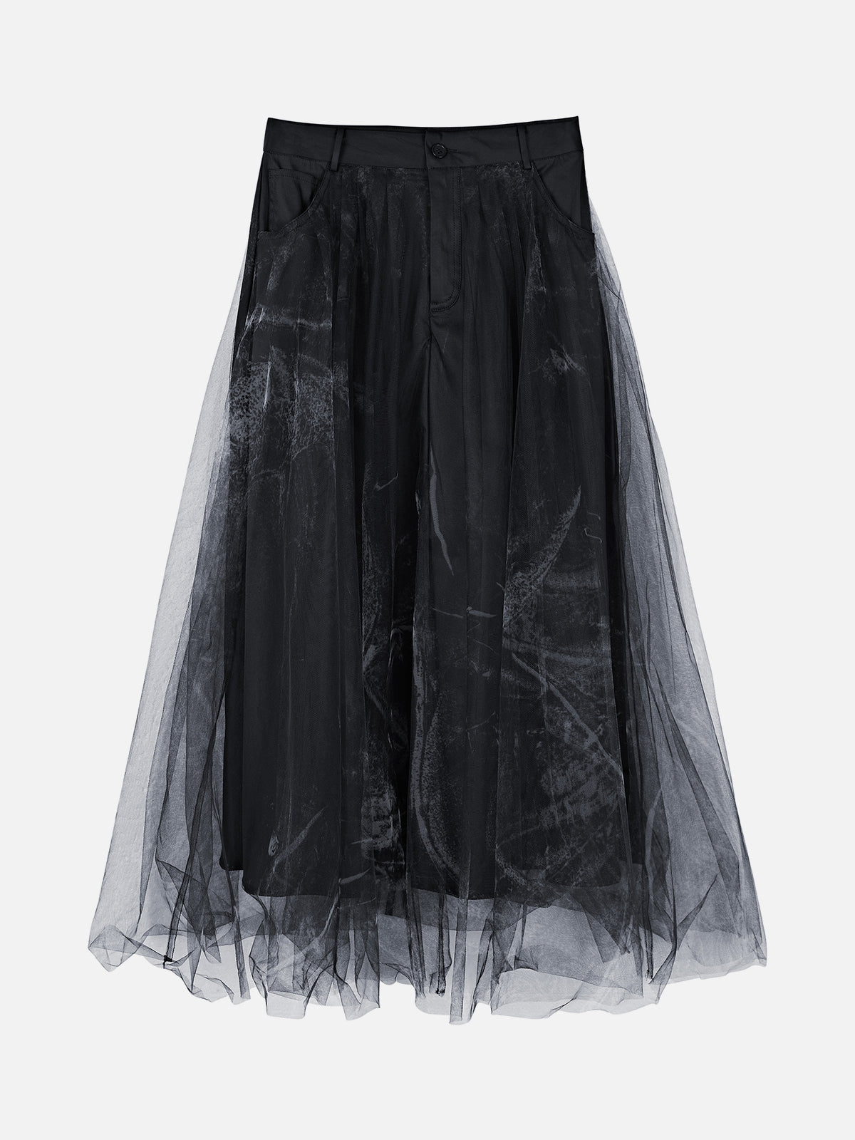 S·DEER black organza skirt with belted waist