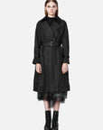 Casual Lapel Double Breasted Waist Retraction Long Trench Coat
