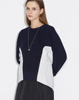 Loose Round Neck Contrast Stitching Long-Sleeved Sweater
