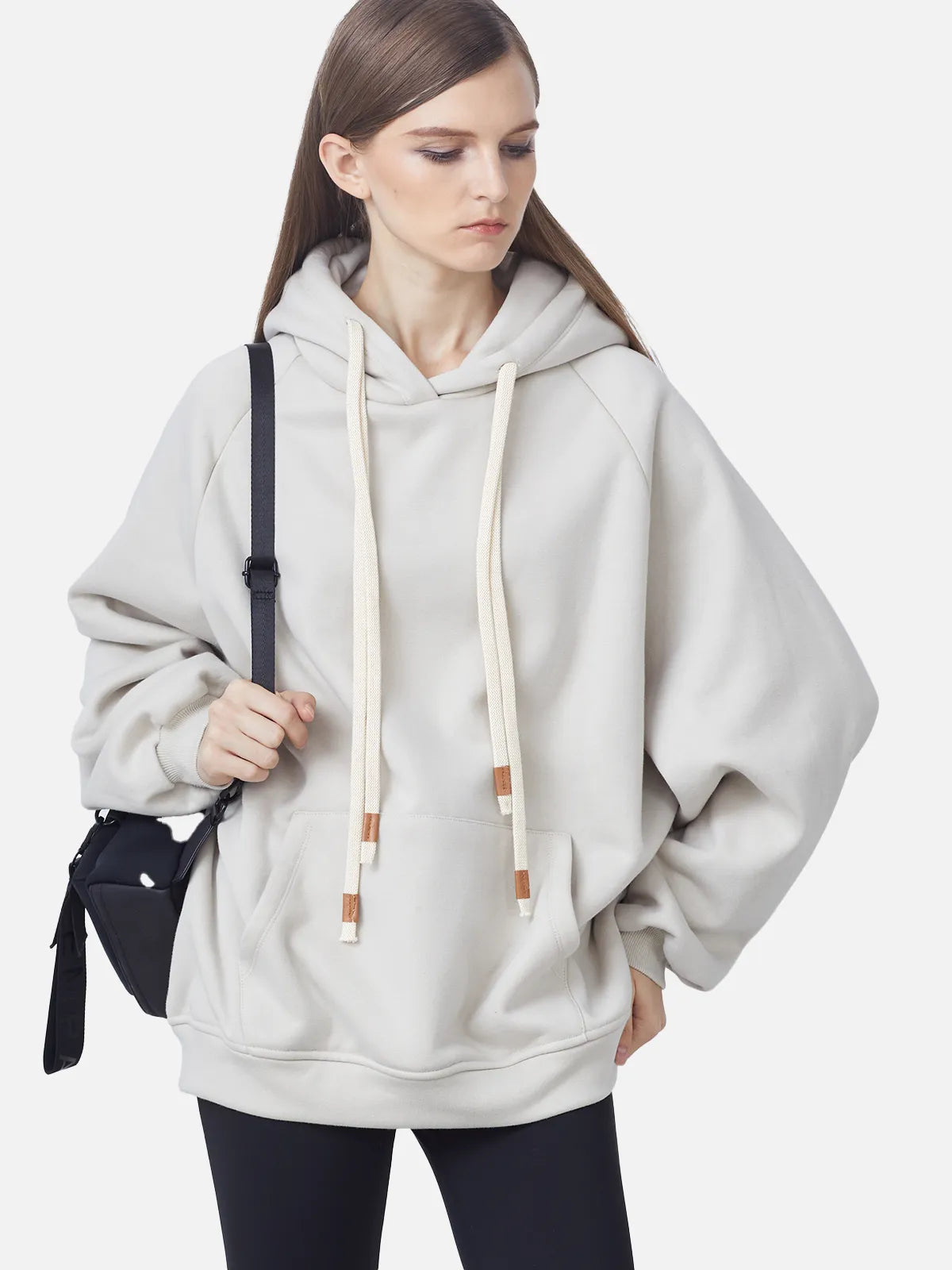 Drawstring Plush Lining Loose Hoodie