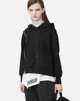 Drawstring Hooded Contrasting Letter Zipper Sweatshirt Jacket