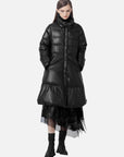 Loose A-Line Black Long Down Jacket