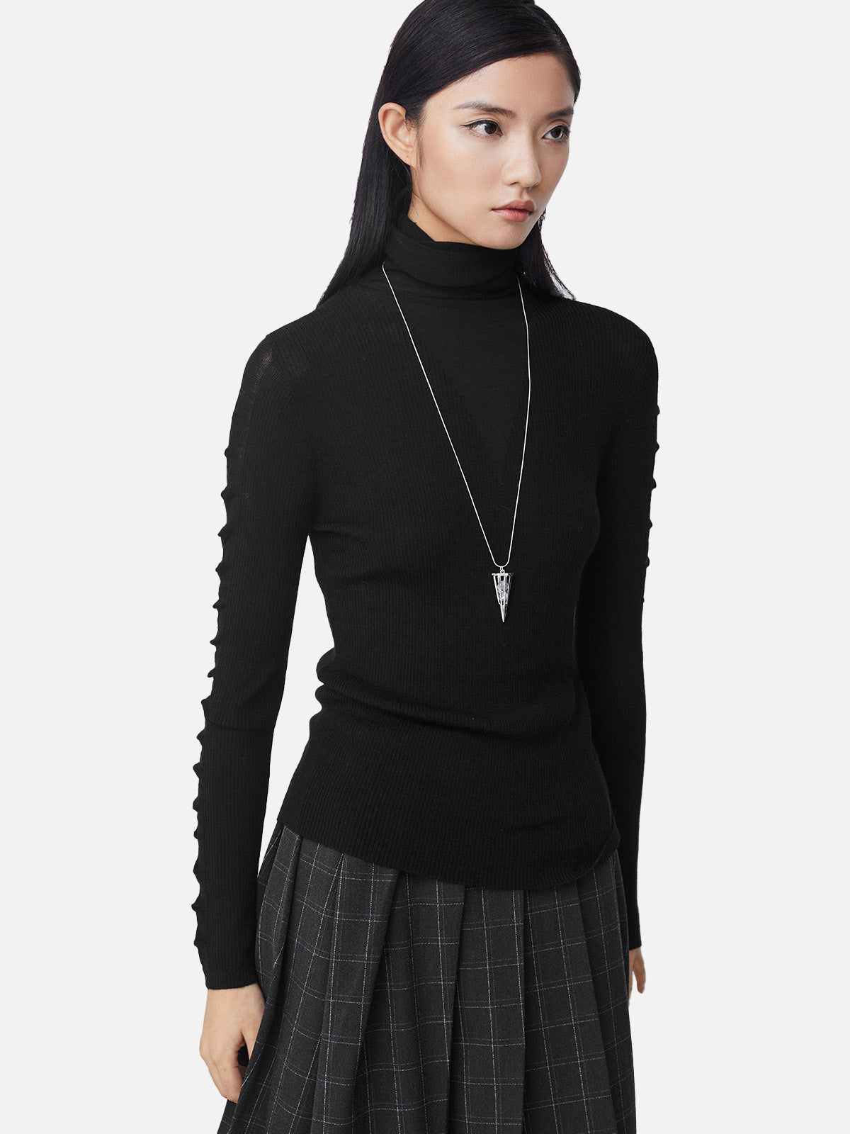 Simple High-Neck Slim-Fit Basic Bottoming Knitted Sweater