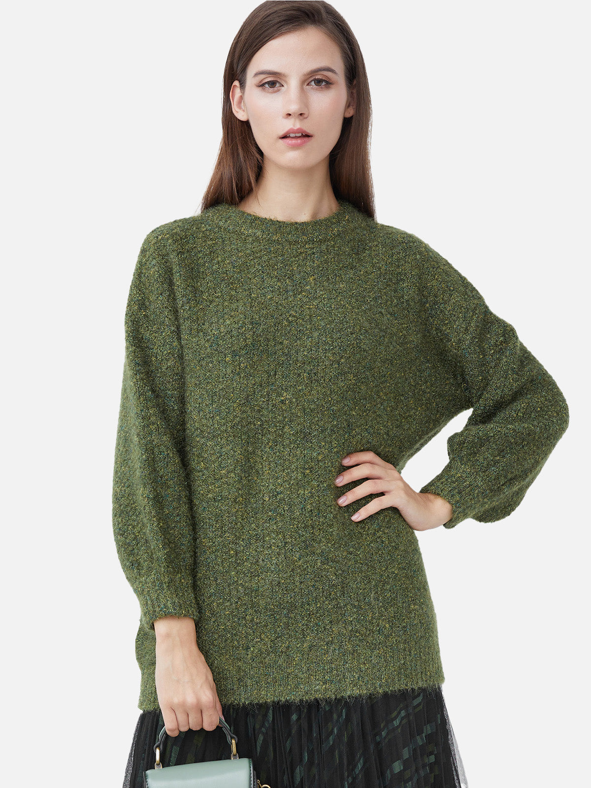 Round Neck Lantern Sleeve Sweater