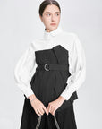 Pleated Textured Patchwork Shirt