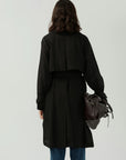 Casual Lapel Double Breasted Draw-In Mid-Length Trench Coat