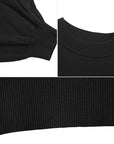 Round Neck Wavy Stitching Black Sweater