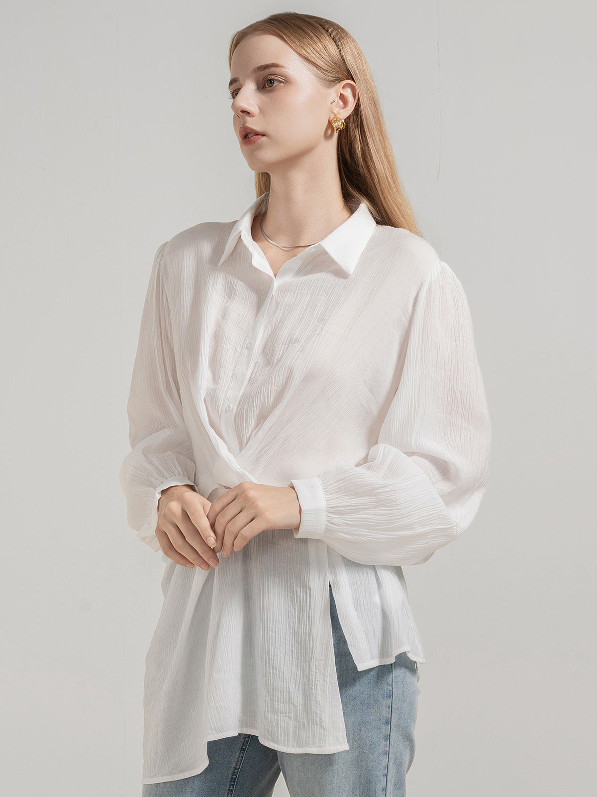 Knotted Front Irregular Cut Shirt