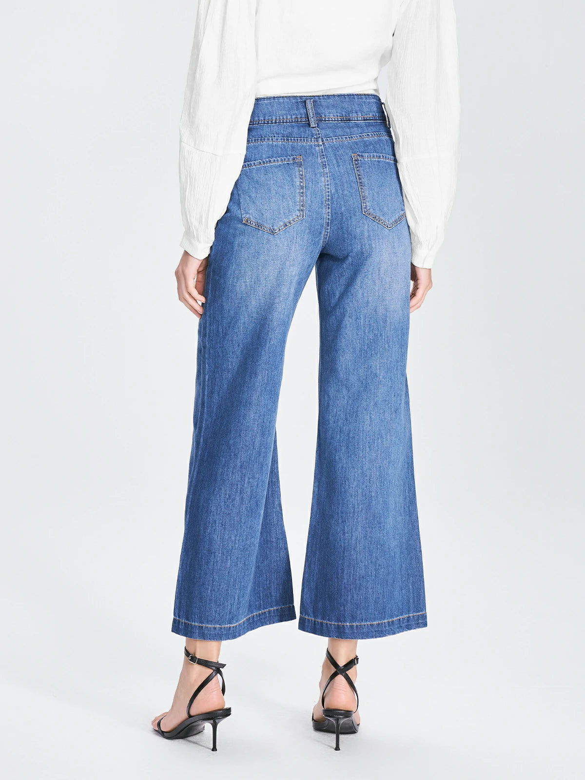 High Waist Washed Wide Leg Jeans