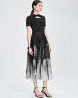 Layered Mesh Pleated Goth Midi Skirt