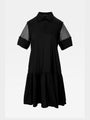 S·DEER black shirt dress with mesh short sleeves and a flared skirt