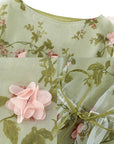 Floral Mesh Layer A-line Dress