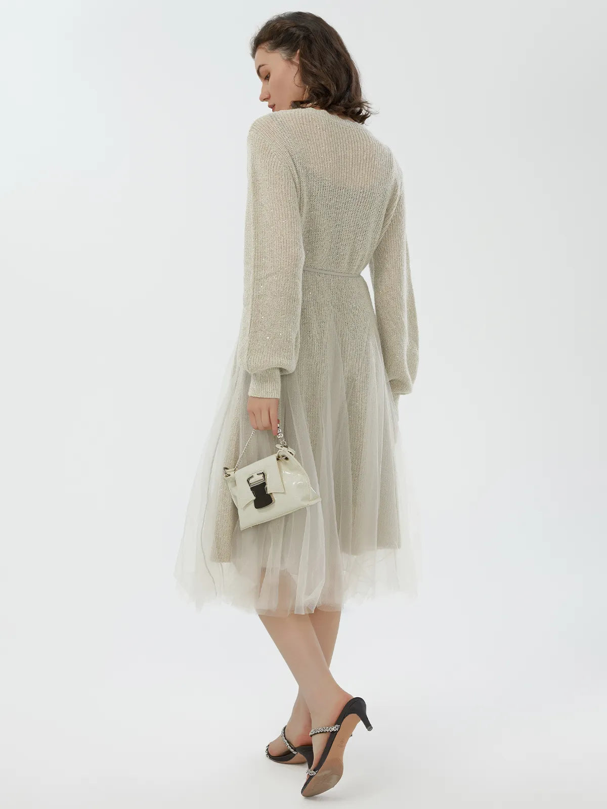 A-line Mesh Knit Two-Piece Dress