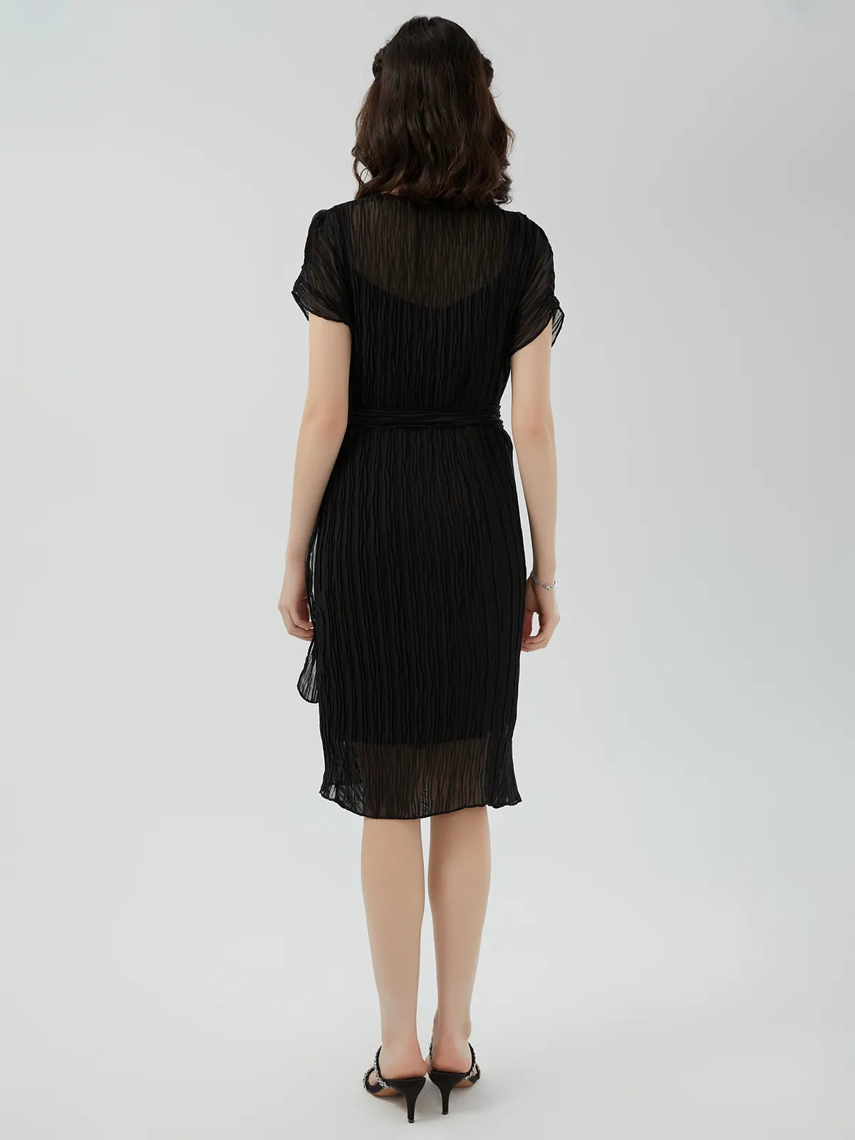 V Neck Texture Spaghetti Two-piece Dress