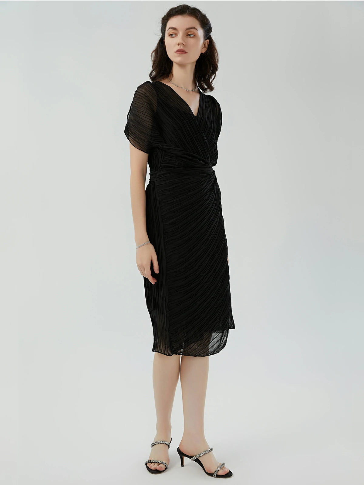 V Neck Texture Spaghetti Two-piece Dress