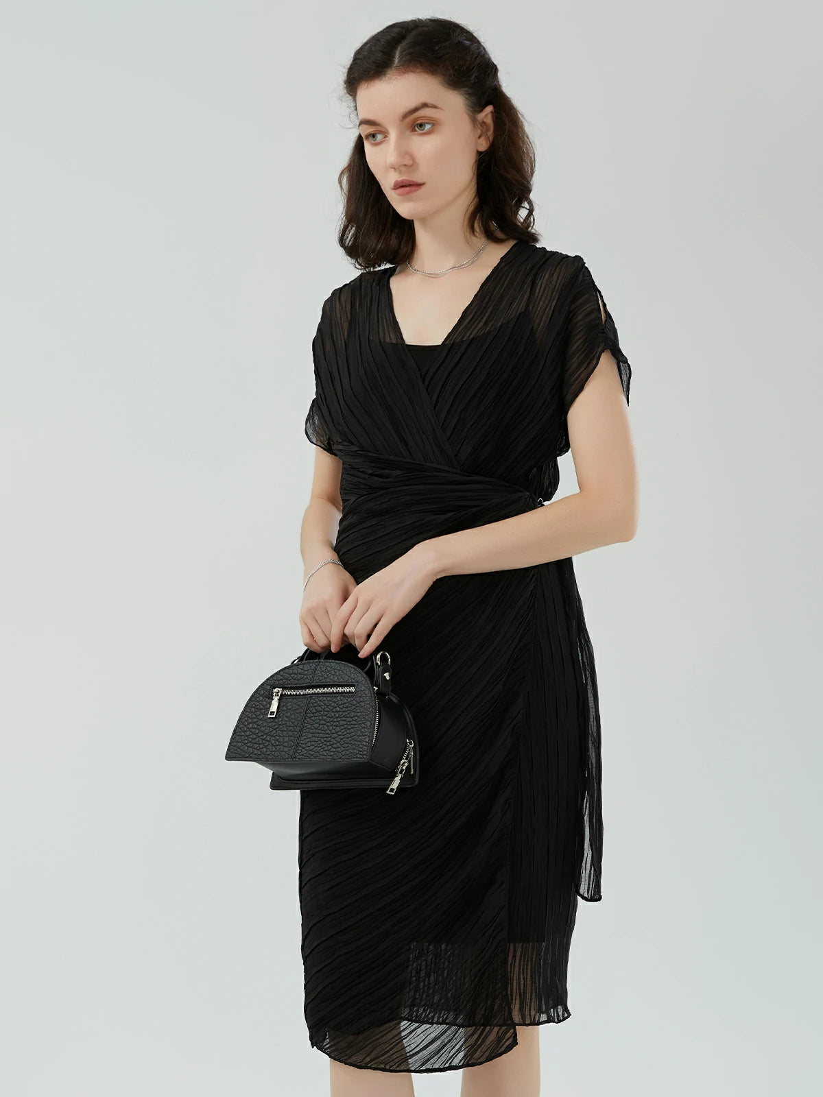 V Neck Texture Spaghetti Two-piece Dress