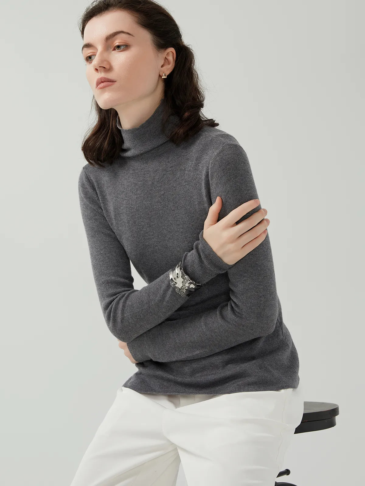 High-Neck Knit Sweater