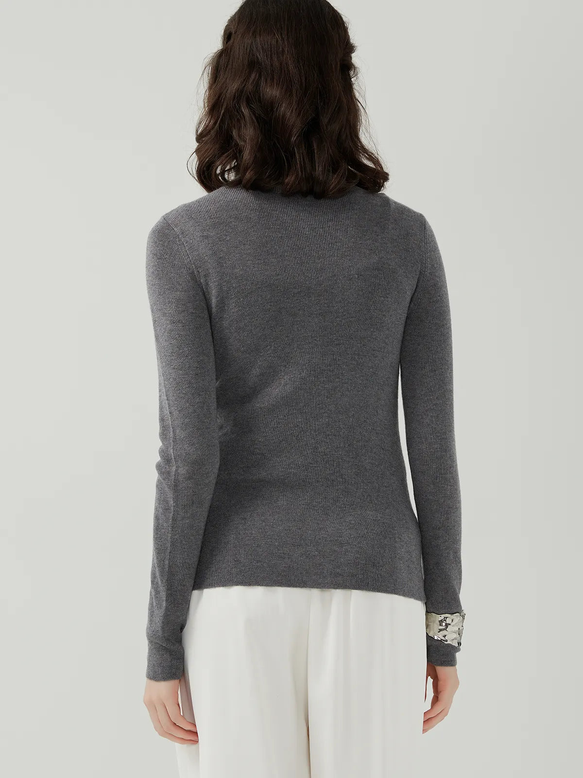 High-Neck Knit Sweater