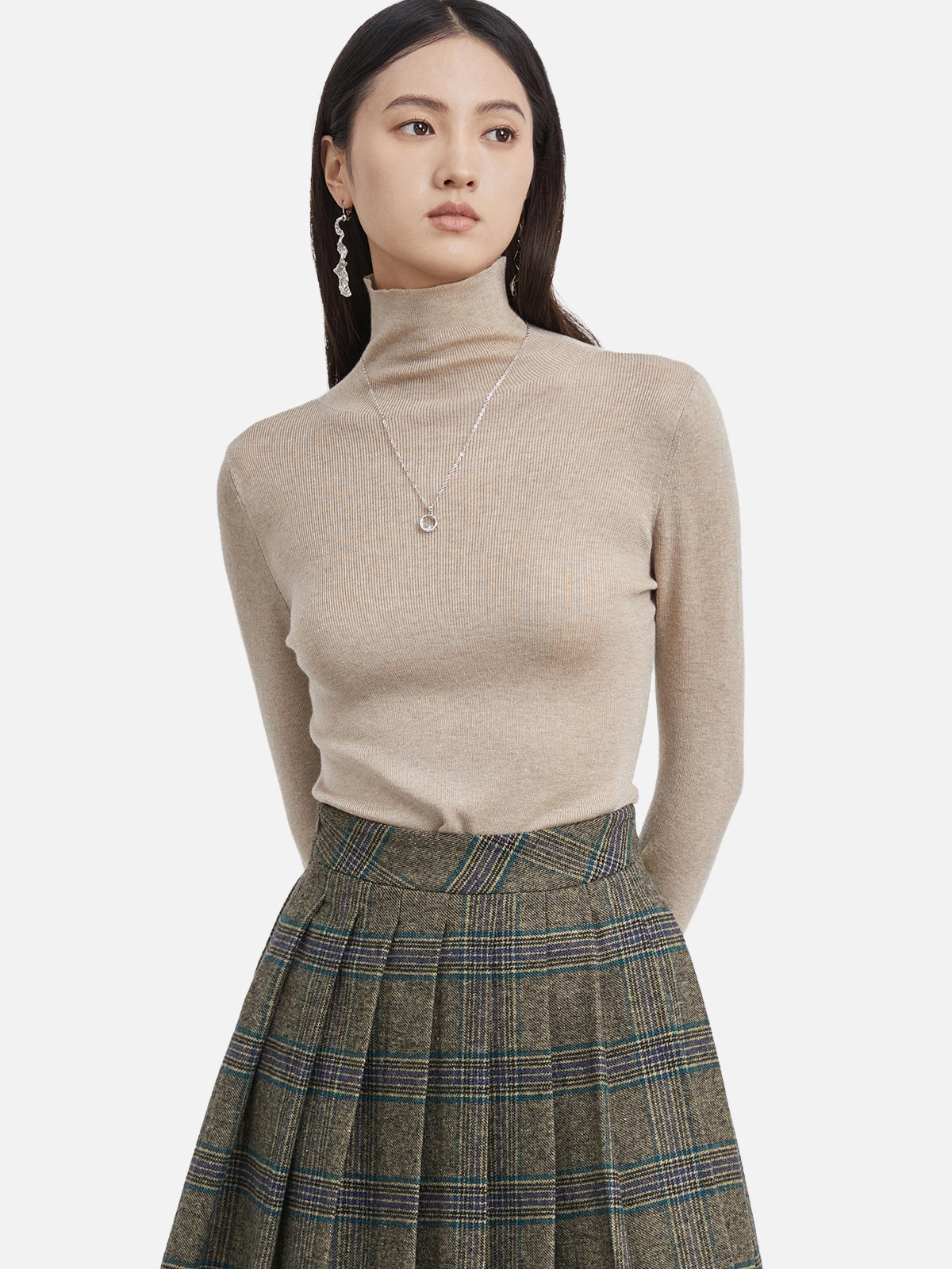 High-Neck Knit Sweater