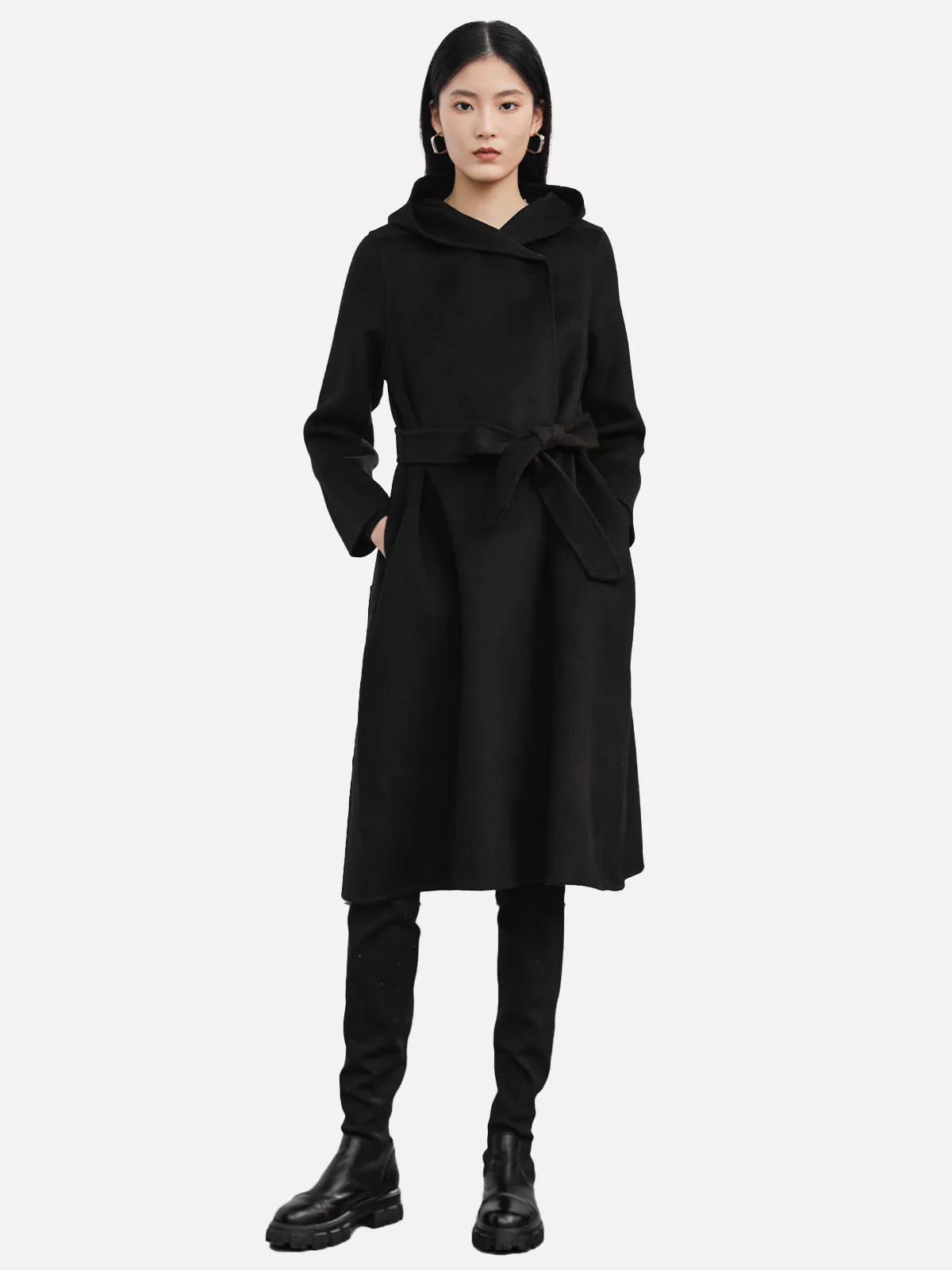 Casual Hooded Long Wool Coat