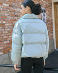 Minimalist solid color women's winter down coat