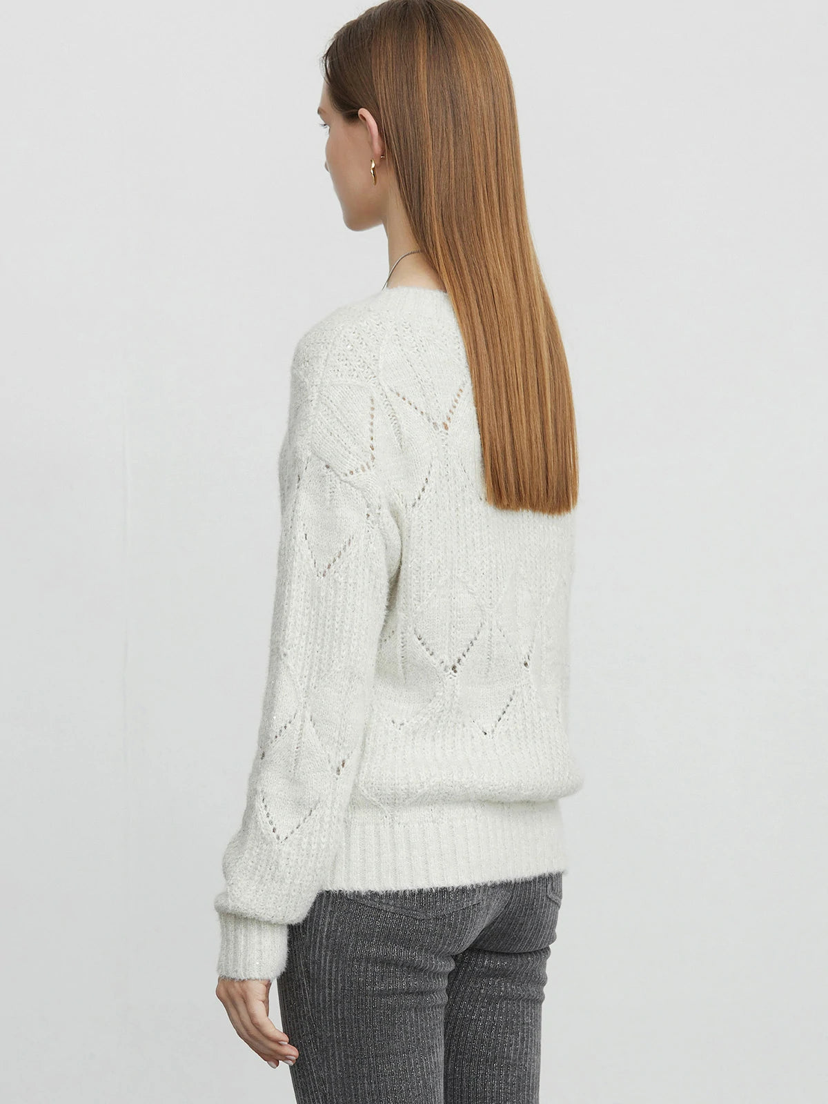Fashionable  round neck crochet sweater