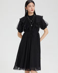 Tiered Ruffle Tulle Gown Shirtdress