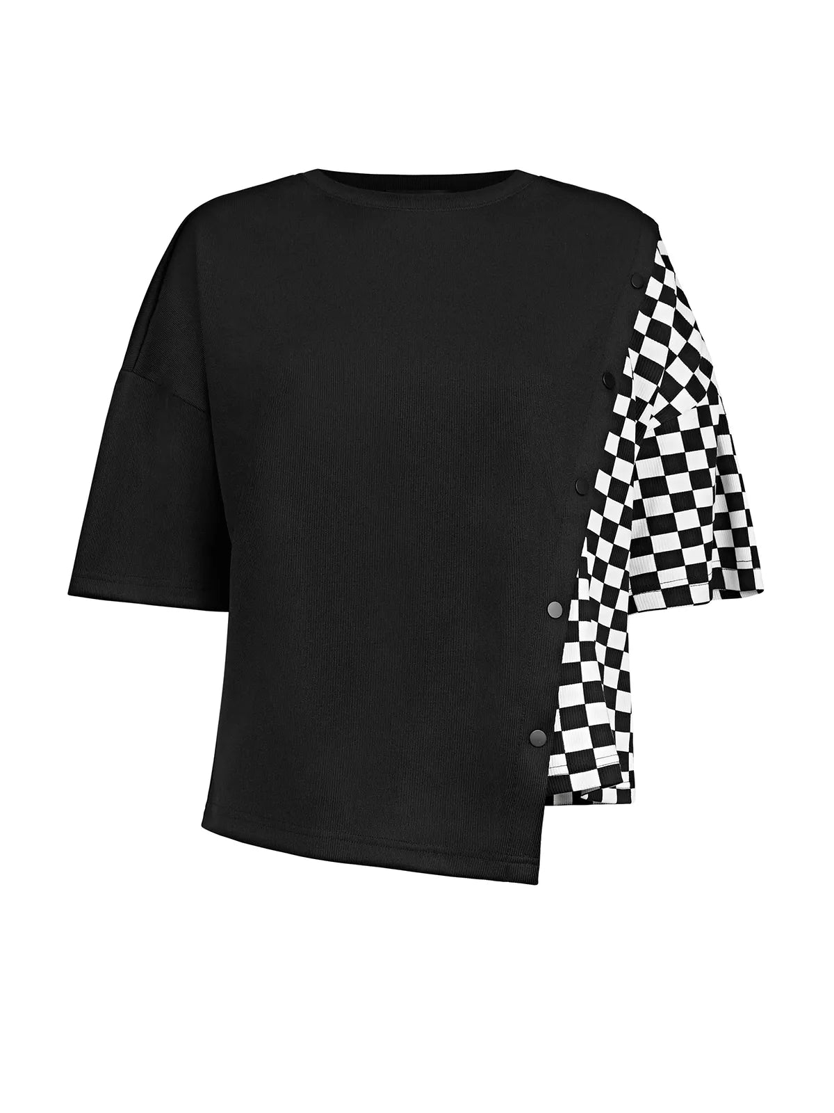 Camiseta irregular con capucha y bloques de color