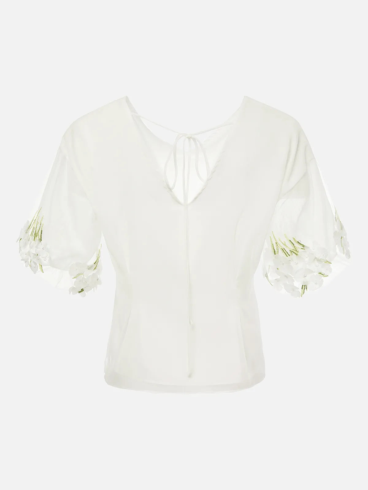 Fashion V-neck mesh embroidery floral short-sleeved skirt suit