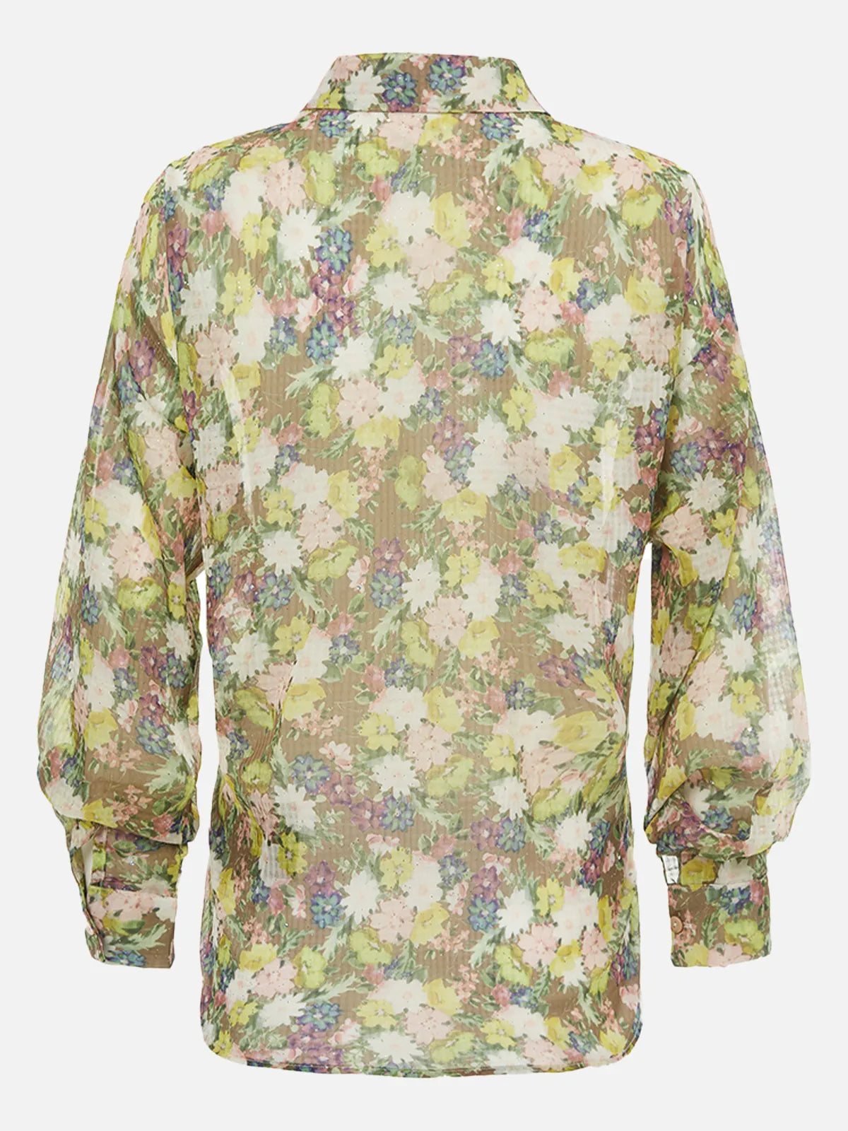 Camisa con nudo retorcido y lentejuelas florales