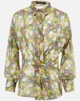 Camisa con nudo retorcido y lentejuelas florales