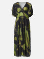 S·DEER summer high-waist short sleeve maxi dress with V-neck design