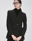 Double-Breasted Draped Suit Jacket