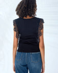 Lace Detailing Ribbed Knit Tank Top