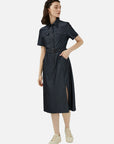 Denim Shirt Dress with Waist Belt: A fashionable and flattering choice.