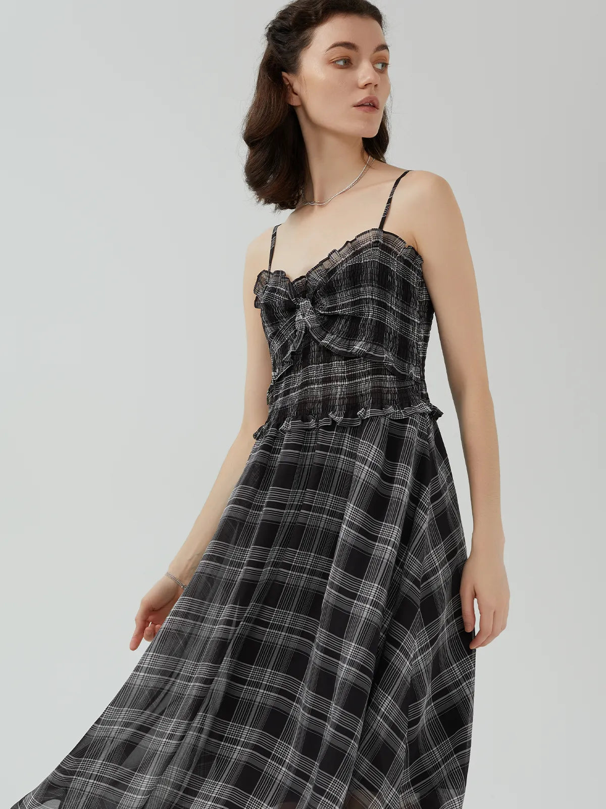 Color-Blocked Plaid Dress