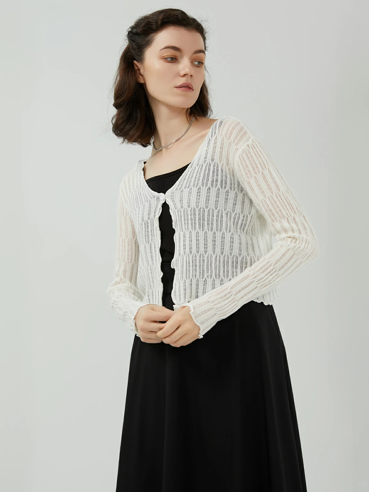 V-neck Texture Cardigan Sweater