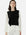 Stylish Black and White Knit Patchwork Shirt: A striking fashion contrast with ruffled edges.