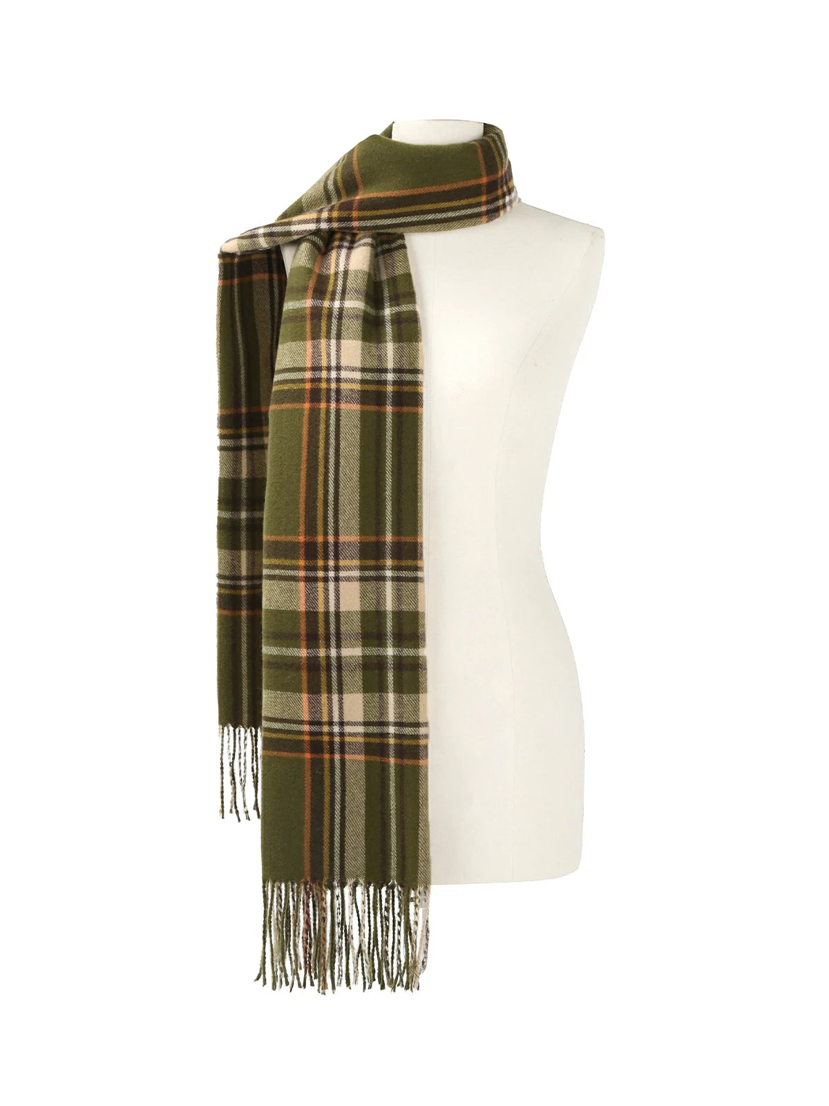 Stylish Deep Green Scarf with Fringe Detail
