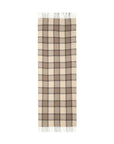 khaki Checkered Scarf with Fringe: Classic and cozy.