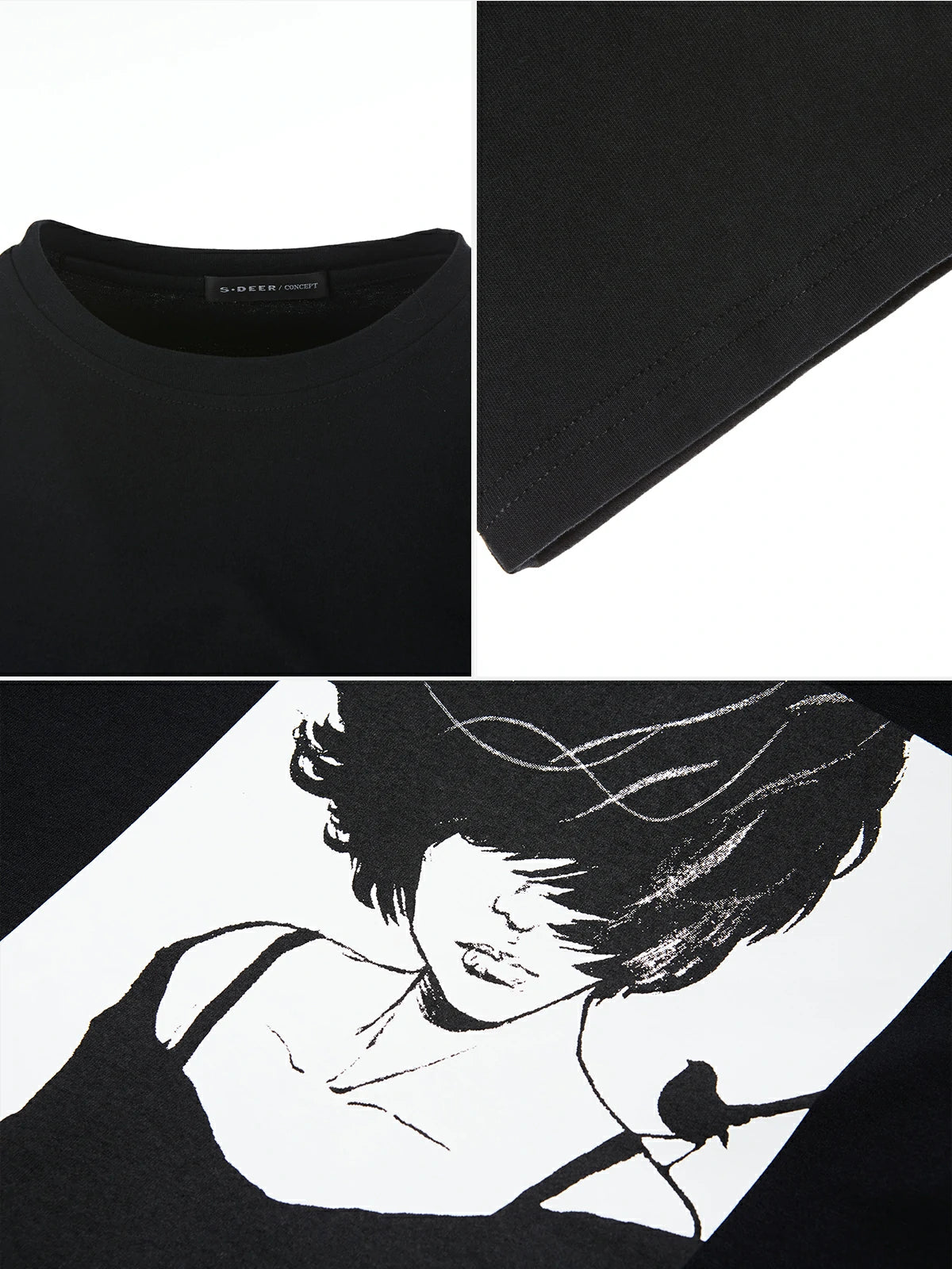 Lockeres T-Shirt-Kleid mit Portrait-Print