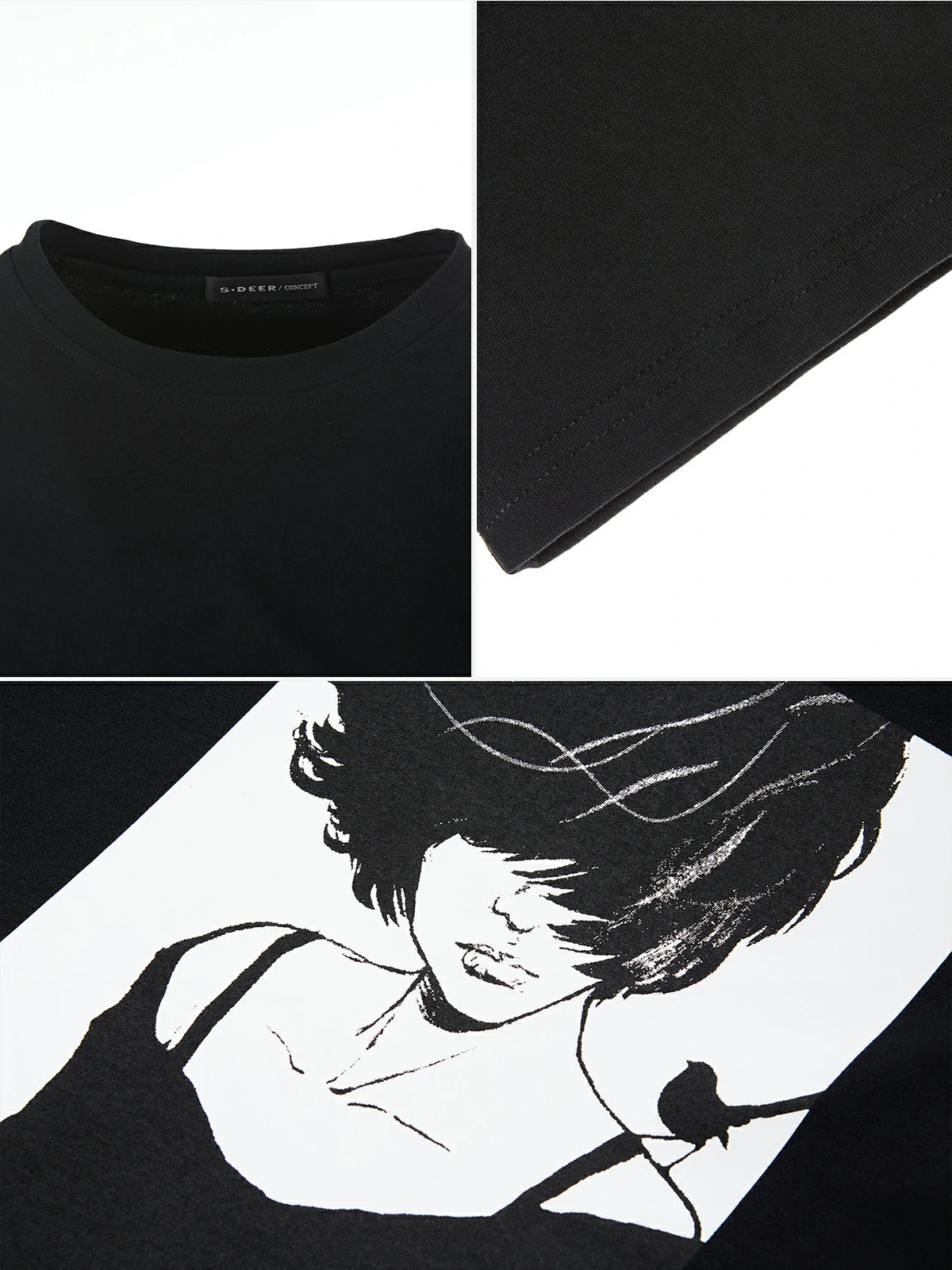 Vestido estilo camiseta holgado con estampado de retrato