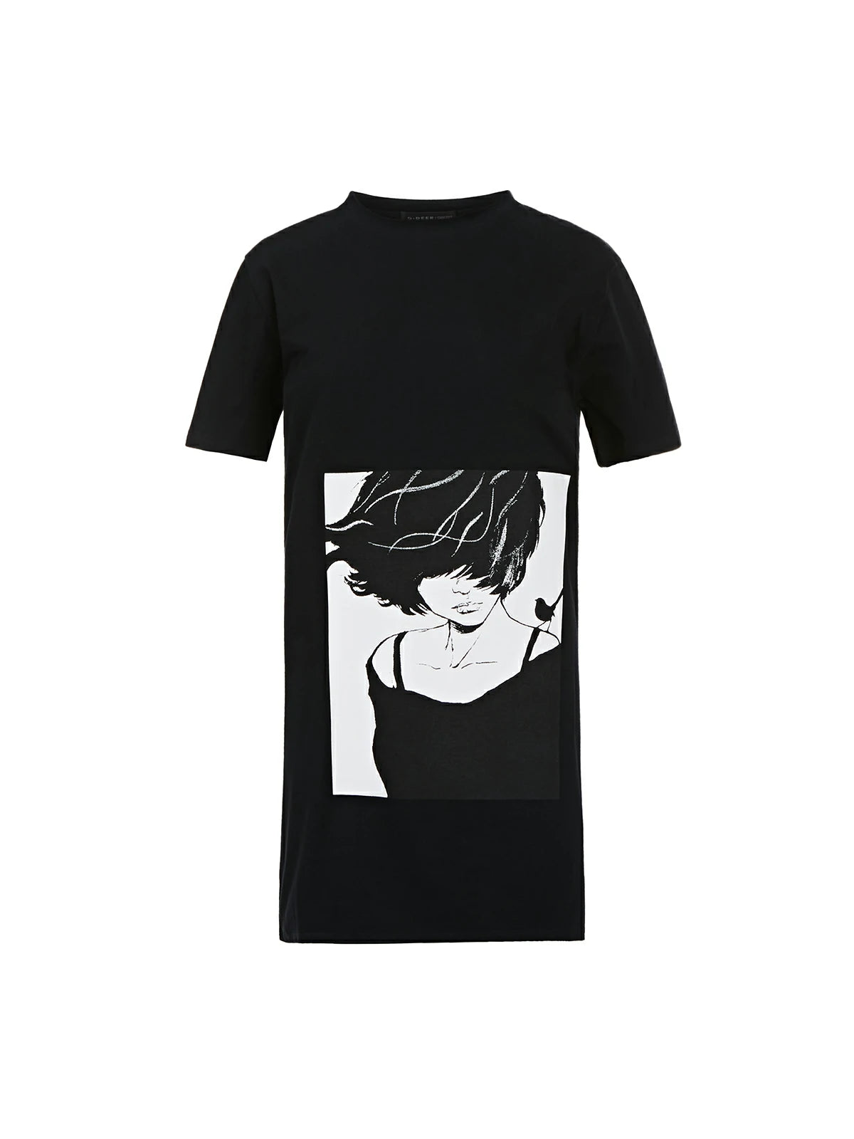 Lockeres T-Shirt-Kleid mit Portrait-Print