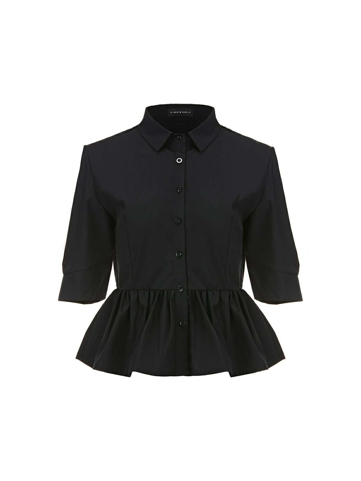 Collared Pleated Short Blouse