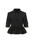 Collared Pleated Short Blouse